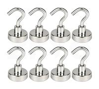 ZFYQ Crochets Magnétiques, 25mm Puissant Aimant Néodyme Force d’attraction de 20kg 44lbs, pour Accessoires de cuisine Cabane à Outils, Lot de 8