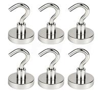 ZFYQ Crochets Magnétiques, 32mm Puissant Aimant Néodyme Force d’attraction de 38kg 83lbs, pour Accessoires de Cuisine Cabane à Outils, Lot de 6