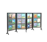 ZGCrumphant Tour de Panneaux muraux en Treillis Présentoir à Grille Pliante | Support d'exposition d'art, étagère de vitrine de peinture d'école Mobile(Color 1 4pcs)