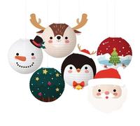 Zghhc Lanternes en Papier De Dessin Animé De Noël, 30cm, 6 Pièces, Pendentifs Suspendus, Père Noël, Elk, Décor De Noël, Lanterne De Fête De Bonne Année, DIY