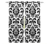 ZGHNZZ Rideaux Blanc Occultantmotif Baroque Noir Double Rideaux Occultant - 3D Impression Rideaux Rideau Occultant Court Rideaux Acoustiques Isolant Thermique À Oeillets Rideaux 280x250 cm