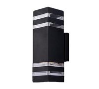 ZGUZMCMK Applique Murale Extérieure Double Tête Projecteur Mural Extérieur Design Rectangulaire Lumière Montante et Descendante Robuste Imperméable PC Adaptée, 4 Couches
