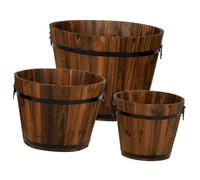 ZGUZMCMK Ensemble de 4 Jardinières, Seaux et Pots de Fleurs en Bois avec Poignées, Style Rustique, pour Balcon, Salon, Jardin, Bureau, Cuisine et Décoration de, Style B