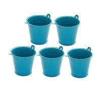 ZGUZMCMK Lot de 5 Petits Seaux en Métal, Mini Pots de Fleurs Artisanaux, Contenants de Rangement Portables en Fer pour La Maison et Le Jardin, Décoration Intér, Bleu