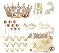 ZGXKJ 37 Pcs Couronne Gateau Papillon Decoration Gateau Anniversaire Fille