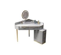 zhangrui1888 Coiffeuse Accueil Ensemble de Meuble-lavabo d'angle Gris avec Tabouret et Miroir en Ardoise Vanité de Maquillage de Chambre à Coucher(Petit)