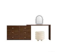 zhangrui1888 Coiffeuse Commode Combo 6 Tiroirs avec Finition Haut de Gamme Couleur Sucre d'Érable Vanité de Maquillage de Chambre à Coucher(Walnut Color)