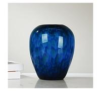 zhangrui1888 Petit Vase Vase en Verre Bleu Paon, décoration Moderne, légère, de Luxe, for Salon, Meuble TV, Porche, cloison, décoration Florale Vase Rond(Moyen)