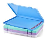 Zhanmai Lot de 4 boîtes de rangement portables en plastique pour documents de 21,6 x 27,9 cm - Boîtes de rangement colorées pour documents de bureau, magazines