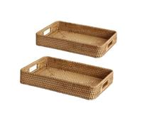 Zhaoj24-05 Casiers à fruits Panier de fruits tissé en rotin fait à la main, panier plateau, rangement légumes pain ménage rectangulaire salon, thé
