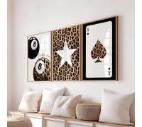 ZHAOLIN Lot de 3 affiches d'art tendance motif léopard étoile porte-bonheur 8, décoration esthétique pour chambre girly, peinture sur toile imprimée, 50 x 70 cm (20 x 28 pouces), sans cadre