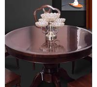 Zhaomi Film Protecteur De Nappe Ronde en PVC Transparent, Nappe Ronde Transparente Inodore Et Antibactérienne De 1,0 Mm, Coussin De Protection De Table Exquis Imperméable (Diameter 60cm/24in)