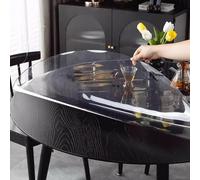 Zhaomi Film Protecteur De Nappe Ronde en PVC Transparent, Tapis De Table Rond Biseauté Transparent D'épaisseur 2,0 Mm, Tapis De Protection De Table Exquis Imperméable (Diameter 60cm/24in)