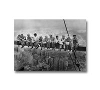 Zhaoyang Art 1932 Déjeuner au sommet d'un gratte-ciel peintures sur toile noir et blanc ouvriers de la construction de New York impressions décoration murale 80x150 cm/31x59in sans cadre