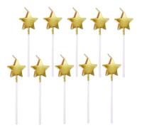 ZHAOYCSH Bougie d'anniversaire en Forme d'Étoile Métallique Dorée - Lot de 10 Pièces - Accessoires de Décoration de Gâteau pour Fêtes pour Anniversaires, Mariages et Événements Spéciaux