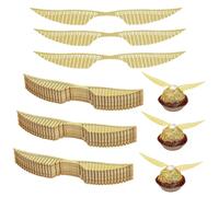 ZHAOYCSH Décoration de Cupcake, 50 Pièces Toppers pour Gâteau en Forme d'ailes Dorées Brillantes, Garniture Chocolat Bonbon pour Soirée à Thème Sorcier et Fête d'anniversaire
