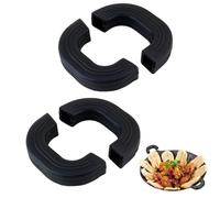 ZHAOYCSH Poignée de Marmite en Silicone Résistant à la Chaleur - Lot de 2 Paires - Protège-Poignée Anti-dérapant et Isolant pour Casserole, Poêle, Wok, Plat Four et Ustensiles de Cuisson,Noir