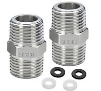 ZHAOYCSH Rallonge de Connecteur de Tuyau, 2 Pièces - Mamelon Hexagonal en Acier Inoxydable Solide, Filetage Mâle，Raccord de Rallonge pour Jonction de Tuyaux de Douche, Robineterie et Plomberie
