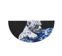 ZhaoYuGoods Drapeau à suspendre Motif petit tigre dans l'espace | Drapeau semi-circulaire à suspendre pour porche, jardin, terrasse, salon, décoration murale, fêtes et événements