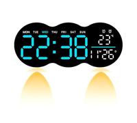 Zhdbchyuu LED Ambient Light Clock Living Room Wall Clock Timing Function Two Sets of Clock Brightness Level Remote Control. B