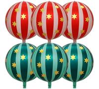Zhdbchyuu Pack of 6 Jumbo 22 inch 4D Stripe Foil Balloons Star Balloon Foil Kids Birthday Party Decoration Red+Green