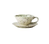 ZHEBO Tasse à Café en Céramique avec Soucoupe Rétro Floral 5 Couleurs | Céramique Motif Floral Européen Rétro Light Luxury Bleu Vert Rouge Foncé Or Clair Brun Tasse et Soucoupe Bureau Maison Café