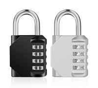 ZHEGE Cadenas à Combinaison à 4 Chiffres, Cadenas Code (Noir & Argent)