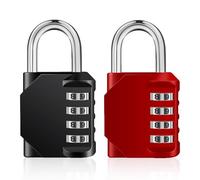 ZHEGE Cadenas à Combinaison à 4 Chiffres, Cadenas Code (Noir & Rouge)