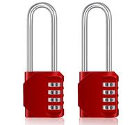 ZHEGE Cadenas Long Code 4 Chiffres, Grande Cadenas Portail (2, Rouge)