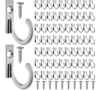 Zhehao Lot de 100 petits crochets à clés, crochets à bijoux, crochets muraux, crochets simples, crochets de manteaux avec 110 vis pour accrocher chapeau, écharpe, sac (argent, 100 pièces)