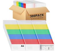 Zhehao Lot de 300 pochettes transparentes à fermeture éclair de 22,9 x 11,9 cm avec pochette pour étiquette, trousse à crayons réutilisable en polyéthylène A6 pour fournitures de bureau, 5 couleurs