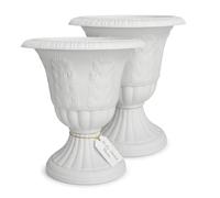 Zhehao Lot de 4 pots de fleurs classiques en plastique avec piédestal pour fête de mariage, fête prénuptiale, jardin, terrasse, porche - Blanc - 36,8 x 40,6 cm