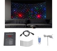 zhenmaster Rideau LED fond étoilé pour mariage, spectacle, club - DMX/télécommande - lumière stable, tissu ignifuge noir, ambiance immersive garantie(Multicolor,3x4m)