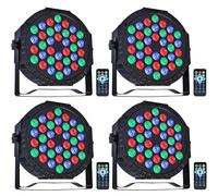 ZHENNBY Lumière de Scène Par LED 36 Lampe RGB Lumiere DJ Fête Eclairage de Scène DMX avec Télécommande Éclairage de Scène pour Disco Soiree Mariage Lumière d'ambiance Bar Noël Halloween - 4 pack