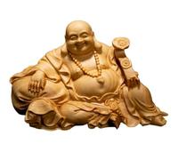 ZHIDAISHI Statue de Bouddha Feng Shui, culte Domestique en buis, Statue de Bouddha Rieur, Artisanat sculpté, Sculpture sur Bois, Gros Ventre, Bouddha Maitreya