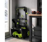 ZHIGUANYUN Pelle à Neige électrique, portée de Projection de 25 Pieds, Double éclairage LED, Vitesse de 0 à 3500 TR/Min, 2 Batteries, légère et compacte, Facile à Ranger.