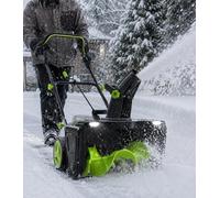 ZHIGUANYUN Souffleuse à Neige électrique sans Fil - Moteur de 3 500 W, Double éclairage LED, capacité de déneigement de 2 850 LB/Min, goulotte réglable