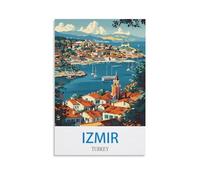 ZHILIJING Izmir Poster de voyage vintage Turquie 20 x 30 cm Impression sur toile murale moderne pour chambre à coucher