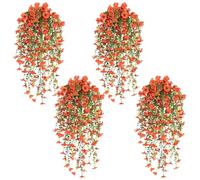 ZHIQIN 4 PCS Fleurs Artificielles Suspendues 77cm Artificiel Wisteria Fleur Plante Suspendue Artificielle Exterieur Panier Suspendu Fleur Artificiel pour Jardin Salon Balcon Décoration, Orange