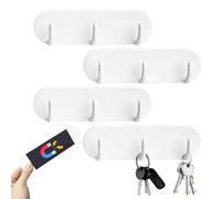 ZHIQIN 4 Pièces Porte Clés Magnétique avec 3 Crochets Support Clef Mural Sans Perçage Crochet Magnetique Blanc Accroche Porte Clef Mural pour Réfrigérateur Buanderie Cuisine