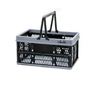 ZHJINGYU Cagette Plastique Pliable 20L, 38x25x20cm avec poignée, Noir | Panier de rangement pliable avec poignée, pratique pour ranger vos affaires dans la cuisine et la chambre