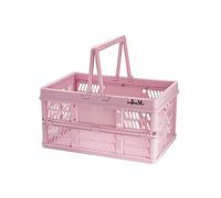 ZHJINGYU Cagette Plastique Pliable 20L, 38x25x20cm avec poignée, Rose | Panier de rangement pliable équipé de poignée, idéal pour stocker vos affaires dans la cuisine et la chambre