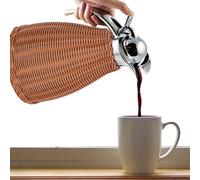 Zhjvihx Carafe à café Thermique, Pichet Isotherme à 3 Parois en Acier Inoxydable tissé à la Main de 1,5 L avec Corps en Rotin tissé pour 12 Heures de Chaleur et 24 Heures de Rétention de (Café)