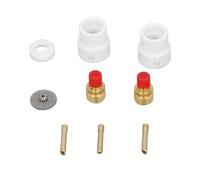 Zhjvihx Kit de 12 Lentilles à Gaz TIGing, avec 2 Buses en Céramique, 1 écran Multicouche, 2 Connecteurs en Maille, 3 Supports D'électrodes Biseautés Courts, 1 Couvercle Avant en PTFE, 3