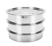 Zhjvihx Kit de Germination de Graines en Acier Inoxydable de 6,7 Pouces, Plateau de Germination en Empilable à 3 Niveaux, Jardinière de Graines avec Base de Couvercle pour Haricots, Pois, (3 Niveaux)