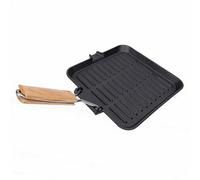 Zhjvihx Poêle à Griller, Poêle à Griller Carrée Antiadhésive avec Rainure et Poignée Pliable pour Steak de Légumes, Plaque de Gril en Fonte à Revêtement émaillé pour Four de Cuisi