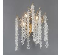 ZHKABEG Applique murale moderne en cristal doré, câblée, avec branche d'arbre et goutte d'eau, applique murale vintage de 45 cm, luminaire décoratif de luxe pour chambre à coucher ou couloir.