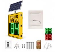 ZHNANDAMAI Panneau Radar Vitesse Solaire 19.7"x27.6" (50x70 cm) avec Film Réfléchissant 3M - Afficheur LED Réglable km/h et mph, Aluminium Renforcé, Télécommande et Accessoires Inclus, IP65 (Blanc)