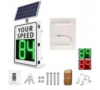 ZHNANDAMAI Panneau Radar Vitesse Solaire 19.7"x27.6" (50x70 cm) avec Film Réfléchissant 3M - Afficheur LED Réglable km/h et mph, Aluminium Renforcé, Télécommande et Accessoires Inclus, IP65 (Blanc)