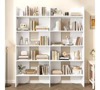 ZHOMGG Bibliothèque 5 Niveaux 135x25x160cm, Étagère de Rangement, Blanc | Grande Capacité, Séparation Centrale par Niveau, Renfort Métallique, 40kg, Design Ouvert, Pour Salon/Bureau/Chambre